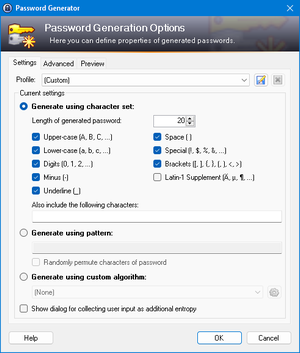 KeePass password generator