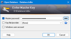 KeePass master key entry dialog